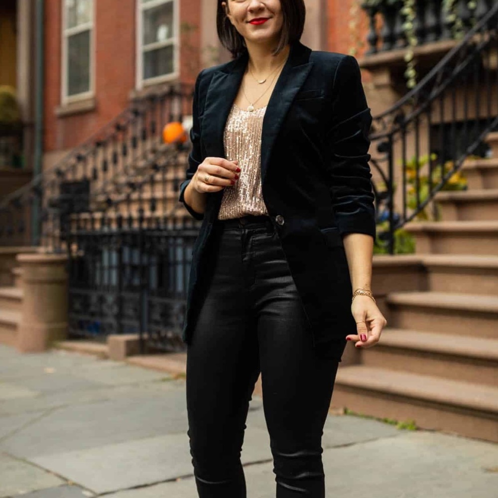 Women's J. Crew Black School Boy Velvet Button Down Blazer